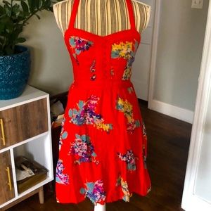 Retro style orange floral dress
